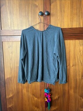 Women's Long-Sleeve with ruffle collar, cotton, Charcoal, 45rpm